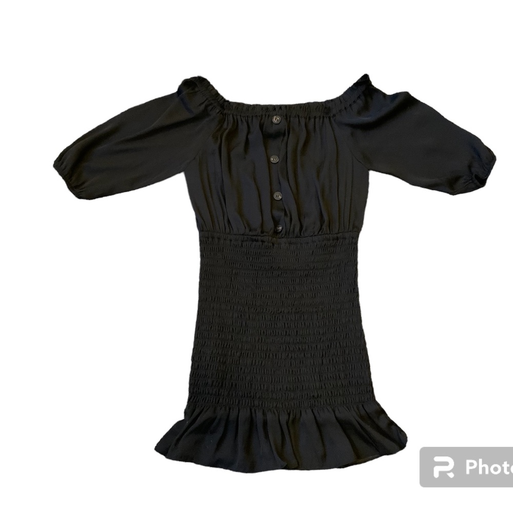Black silken 3/4 sleeve silky dress